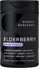 Sports Research® Daily Immune Support Elderberry with Zinc, Vitamin C, Ginger & Vitamin D3 5000iu - Gluten Free · Non-GMO Verified · Soy Free - 60 Veggie Capsules - Image 2