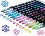 Stocking Stuffers Teen Girls: 12 Glitter Markers Christmas Gifts Teens Outline Glitter Pens Shimmer,Tween Teen Girl Gifts Trendy Stuff,Art Supplies Kids 6-8 9-12 10-12,Arts Crafts Kids Ages 8-12 Cute - Image 2