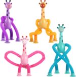 Stocking Stuffers for Kids Toddlers,Pop Tubes Giraffe Travel Toys 4Pcs,Airplane Car Travel Activities Suction Cup ‌Sensory Toy, Fun Screen-Free Activity for Boy & Girl - Image 2