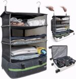Stow-N-Go Portable Hanging Travel Shelves, Packing Organizer for Luggage. Carry on Closet for Clothes. Expandable Packing Cube. Travel Essentials. Dak Gray - XL - Image 2