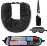 Stuffable Neck Pillow Travel Storage Bag for Airplanes with Clothes, No Extra Baggage Fees, Fits 3+ Days of Travel Essentials, No Filler (Black) - Image 2