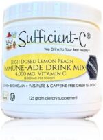 Sufficient-C High Dose Non-GMO Vitamin C Lemon Peach Immune-Ade Drink Mix, Convenient 125 Gram Size w/L-lysine, Bromelain & a Premium 96% Pure Green Tea Extract - Stomach Friendly, Adrenal Supportive - Image 2