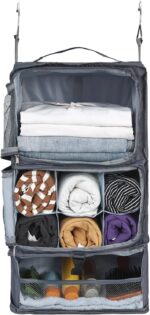 Surblue Hanging Shelves Travel Storage Bag Compression Packing Cube for Suitcase Collapsible with Extension Layer Large Capacity, Grey,XL - Image 2