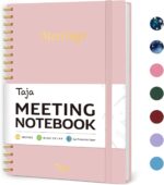 Taja Meeting Notebook For Work Organization - Work Planner Notebook With Action Items, Agenda Planner For Note Taking, 160Pages (6.9" X 9.9") Project Planner For Men & Women - Pink - Image 2