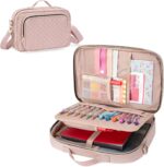 Teamoy Journal Supplies Storage Case, Journal Supplies Holder with Detachable Pen Slots, Travel Organizer Holder for B5 Notebooks, Planner, Pens, Journal Supplies and Accessories, Pink Quilted - Image 2