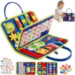 TenFans Montessori Busy Board | 3-5 Year Old Toddler Learning Toy | Fine Motor Skills Development | Montessori Sensory Playset | Early Childhood Education Tool | Portable Travel Preschool Activity Kit - Image 2