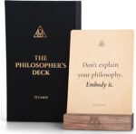 The Philosopher’s Deck - 52 Daily Stoic Motivational Cards with Display Stand and Journal Prompts Designed for Personal Growth, Gifts for Men and Women, Perfect Office Decor for Men - Image 2