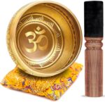 Tibetan Singing Bowl Set – Bronze Master Grade with Pure Tone & Thangka Art – Handmade in Nepal by Himalayan Bazaar (Gold & Yellow) - Image 2