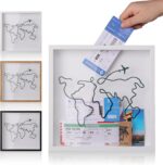Travel Adventure Archive Shadow Box For Memories,8&12Inch Concert Travel Ticket Stub Memory Top Loading Shadow Keepsake Box With Slot On Top,life In a Shadow Box Travel Frame (White, 8x8) - Image 2