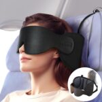 Travel Pillows for Airplanes, 360° Head Support for Long Flight, Soft Airplane Pillow with 3D Eye Mask for Sleeping, Stop Bobblehead, Airplane Headrest Gadgets, Light Black - Image 2