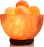 UMAID Himalayan Salt Lamp Bowl with 6 Massage Balls – Dimmable Natural Pink Rock Salt Lamp for Relaxation, Meditation,Yoga, Spa, Office, Bedroom, Wellness, Home Decor, and Unique Gift - Image 2