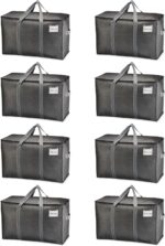 VENO 8 Pack Moving Bags and Large Christmas Storage Bins with lids. Alternative to Moving Boxes, Packing Supplies for College. Extra Large Heavy Duty Totes for Packaging (Dark Gray, 8 Pack) - Image 2