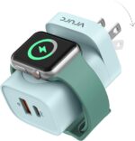VRURC for Apple Watch Charger, Wireless Magnetic Portable iWatch Charger, PD 20W 3-in-1 Travel Essentials Fast Charging Block for iWatch Ultra/SE/11/10/9/8/7/6/5,iPhone 17/16/15/14/13 etc-Green - Image 2
