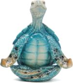 VVGIFTS Sea Turtle Meditation Yoga Decor, Garden Figurine Sea Turtle Meditating Coastal Beach Decorations, Zen Yoga Resin Statue for Home Office Decorations (Put The Palm Separate) - Image 2