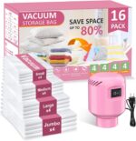 Vacuum Seal Bags for Clothing Travel, 16 Pack Space Saver Vacuum Storage Bags with Electric Pump,Portable Compression Sealer for Clothes,Blankets,Bedding & Travel Essentials,Good for Luggage Packing - Image 2