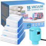 Vacuum Seal Bags for Clothing with Electric Pump, 15 Pack (3 Jumbo 3 Large 3 Medium 3 Small 3 Roll Up) Space Bags Vacuum Storage Bag for Travel, Luggage, Blankets, Bedding - Image 2