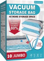 Vacuum Storage Bags, 10 Jumbo Space Saver Bags with Pump, Space Bags, Vacuum Sealer Bags for Clothes, Comforters, Blankets, Bedding - Image 2