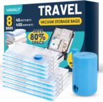 Vacuum Storage Bags for Travel, 8 Pack (4S+4XS) Vacuum Seal Bags with Wireless Rechargeable Electric Pump, Travel Essentials Space Saving Compression Bag for Clothes, Luggage, Suitcase, Backpack, Trip - Image 2
