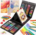 VigorFun Art Supplies, 240-Piece Art Set Crafts Drawing Kits with Double Sided Trifold Easel, Sketch Pads, Crayons, Colored Pencils, Gifts for Kids Girls Boys Teen Ages 4-6-8-9-12 (Black) - Image 2