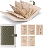 Vlando Travel Jewelry Organizer Case,Mom Gifts from Daughter,Jewelry Storage Book Ring Binder with Clear Zipper Velvet Jewelry Pouch Bag,Travel Essentials for Rings,Necklace,Earrings-Olive Green - Image 2
