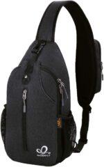 WATERFLY Crossbody Sling Backpack Sling Bag Travel Hiking Chest Bag Daypack (Black) - Image 2