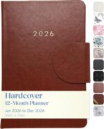 WORLD TRAVELER 2026 Planner - 6x8 Inch Weekly and Monthly Calendar Planner Agenda Book with Bookmark & Ribbon for School and Office, Size 6X8, Brown Circle - Image 2