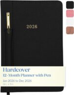 WORLD TRAVELER 2026 Planner - Weekly and Monthly Planner - 6x8 Planning Notebook & Calendar Agenda with Pen, Black Textured - Image 2