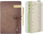 Wonderpool Leather Journal A6 Refillable 6 Ring Binder Notebook with Lined Paper and Pen,Writing Diary for Work Travel and Agenda Plan (a-Maroonpink) - Image 2