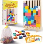 Wooden Colored 3D Russian Block Stacking Puzzle, Montessori Educational Toy for Toddlers Ages 3+ Fun Brain Teasers Family Board Game and Classroom Activities - Image 2