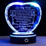 YWHL Gifts for Wife with Colorful LED Base Romantic Wedding Anniversary I Love You Gifts for Her Best Wife Birthday Gift Ideas to My Wife Crystal Keepsakes Presents from Husband - Image 2
