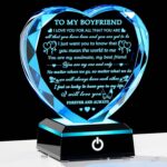 YWHL Romantic Gifts for Boyfriend with Colorful LED Base Anniversary Birthday Gifts for Boyfriend Him from Girlfriend Crystal Heart Keepsake to My Boyfriend Gifts for Valentine Christmas - Image 2