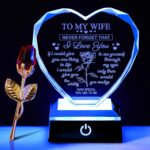 ZHSHWAT Christmas Day Birthday Gifts for Wife, Husband Crystal Multi Colour Night Light Gift for Wife, Romantic Crystal Rose Decor for Wife Anniversary Birthday Gifts Ideas - Image 2