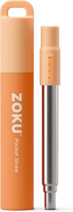 ZOKU Reusable Metal Straw with Case for Travel, Orange - Collapsible Stainless Steel Drinking Straw with Silicone Tip and Cleaner Brush, Ideal for Key Chains, Pockets, Purses - Image 2