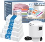 ZXA Vacuum Storage Bag with Electric Air Pump, 20 Pack (4 Jumbo, 4 Large, 4 Medium, 4 Small, 4 Roll Up Bags) Vacuum Seal Bags for Clothing, Pillows, Blanket, Duvets, Comforters, Travel - Image 2
