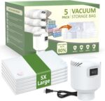 ZXA Vacuum Storage Bags with Electric Air Pump, 5 Pack Large 32''x 24'' Vacuum Seal Bags for Clothing, Space Saver Vacuum Storage Bags for Blanket, Duvets, Pillows, Comforters - White - Image 2