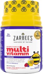 Zarbee’s Complete Kids Multivitamin Gummies + Immune Support, Berry Flavor, Honey-Sweetened, Gluten-Free & Gelatin-Free, Vitamins A, C, D3, E, B6, B12, Folic Acid & B-Complex, 70 Count - Image 2