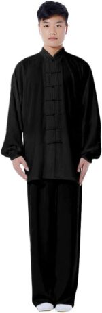 ZooBoo Cotton Blend Long Sleeves Tai Chi Suit Morning Exercise Uniform Kung Fu Clothing for Men - Image 2