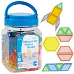 edxeducation Transparent Pattern Blocks | Mini Jar | Plastic Pattern Blocks | Practice Sorting, Measurement and Fractions | Sensory Play | Math Manipulative - Image 2
