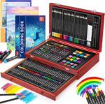 iBayam Art Supplies, 150-Pack Deluxe Wooden Art Set Crafts Drawing Painting Kit with 2 -Sketch Pads, 1-Coloring Book, Gift Box for Kids Adults Artist Beginners Teens Girls Boys 5 6 7 8 9 10 11 12 - Image 2