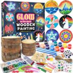 klmars Kids Wooden Painting Kit-Glow in The Dark-Arts & Crafts Gifts for Boys Girls Ages 5-12-Craft Activities Kits - Creative Art Toys for 5, 6, 7, 8, 9, 10, 11 & 12 Year Old Kids - Image 2