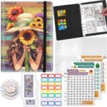 100 Envelopes Money Saving Challenge Binder, A5 Budget Binder with 25 pcs Cash Envelopes, 3 pcs Reusable Laminated Trackers Saving, Money Organizer，Black Girl African Women Girl Sunflower - Image 2