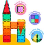 Gemmicc Magnetic Tiles, Deluxe 136 PCS Building Blocks Magnet Toys for Kids,3D Magnet Puzzles Stacking Blocks for Boys Girls,Huge Set with 2 Cars - Image 6