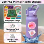 200PCS Mental Health Stickers, Holographic Mental Health Awareness Stickers for Laptop Water Bottle Positive Quote Sticker for Kids Adults Therapist Office Must Haves - Image 4