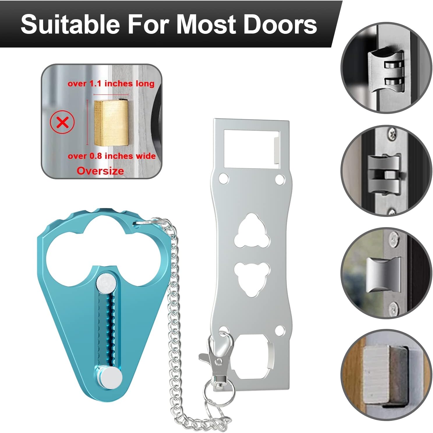 Portable Door Lock for Hotel Door Safety- Metal Hotel Door Locks for Travelers Security-Travel Door Lock Latches & Bolts for Additional Safety Prevent Unauthorized Entry, Blue - Image 3