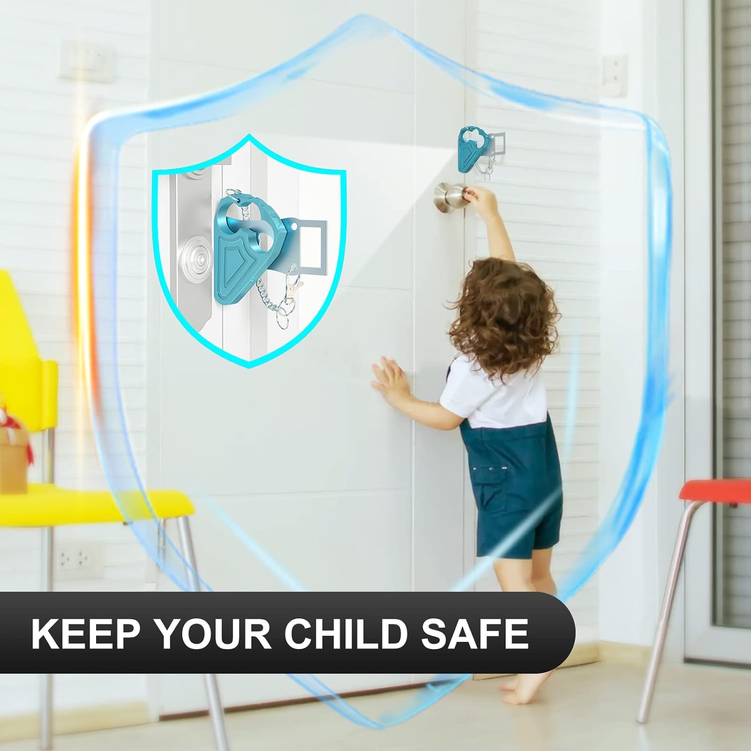 Portable Door Lock for Hotel Door Safety- Metal Hotel Door Locks for Travelers Security-Travel Door Lock Latches & Bolts for Additional Safety Prevent Unauthorized Entry, Blue - Image 9