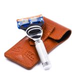 Parker Travel Fusion Safety Razor – Compact 2.75″ Fusion-Style Razor with Luxurious Saddle-Leather Sheath & 1 Gillette Fusion Blade, Pocket-Friendly & Durable Design - Image 3