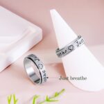 Fidget Spinner Ring for Women - Just Breathe Inspirational Hope Rings, Stainless Steel Anxiety Women's Ring for Stress Relief, Thumb Rotating Rings for Adults Jewelry Gift for Her - Image 5