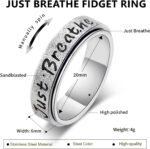Fidget Spinner Ring for Women - Just Breathe Inspirational Hope Rings, Stainless Steel Anxiety Women's Ring for Stress Relief, Thumb Rotating Rings for Adults Jewelry Gift for Her - Image 8
