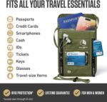 VENTURE 4TH Neck Wallet, RFID Blocking Passport Holder for Travel – Hidden Neck Pouch with 6 Compartments, Slim Lightweight Organizer with Adjustable Strap for Cash, Cards & Passport (Green) - Image 3
