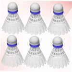 6pcs Lightweight Plastic Shuttlecock Badminton Training Balls with Nylon Heads for Beginners Family Fitness Practice White - Image 5